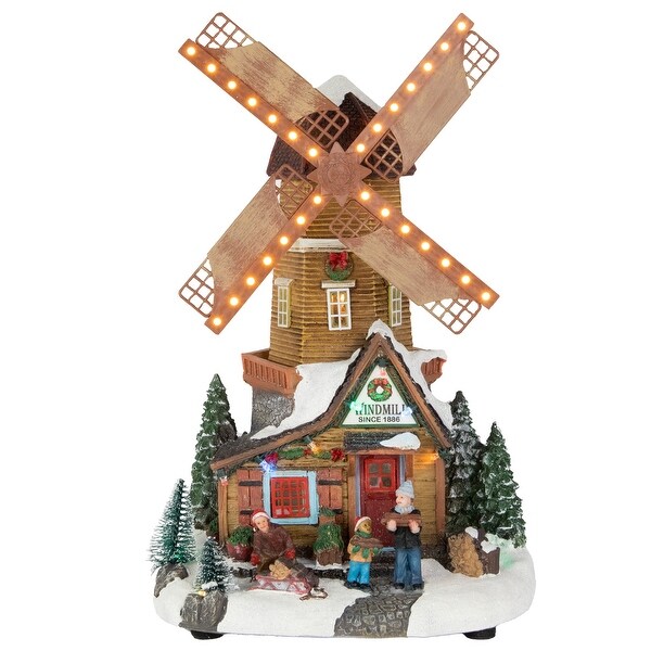 13.25 LED Animated Musical Windmill Christmas Village Display Piece