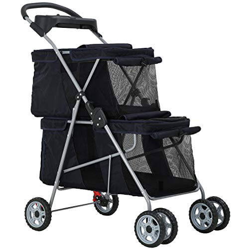 Bestpet Pet Stroller Carriers Bag Jogger Stroller for Dogs and Cats， Small and Medium (Black)