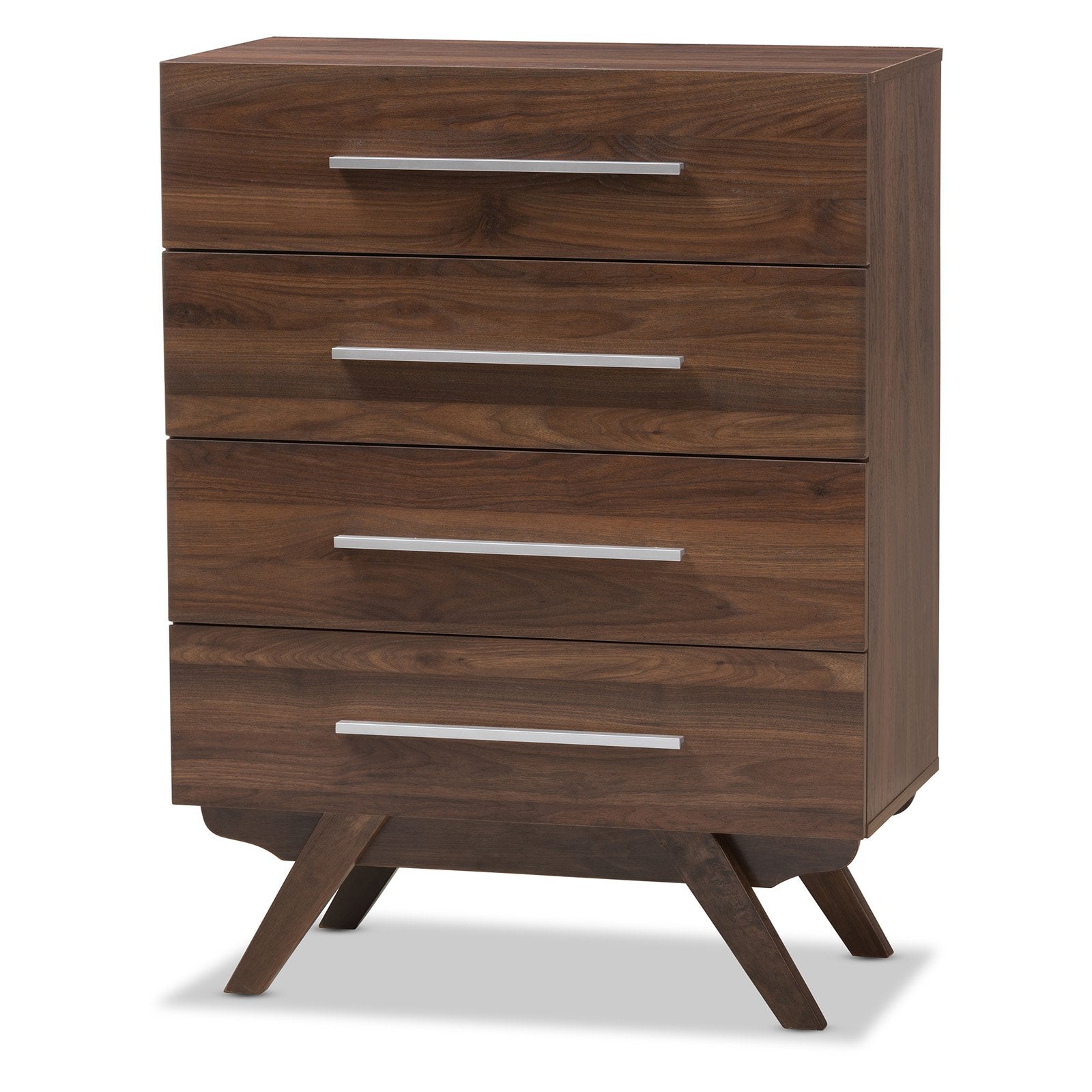 Baxton Studio Auburn Mid-Century Modern Walnut Brown Finished Wood 4-Drawer Chest