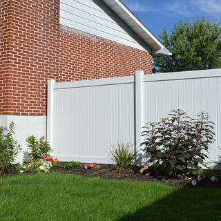 Barrette Outdoor Living 5 in. x 5 in. x 9 ft. White Vinyl Routed Fence Line Post 73024020