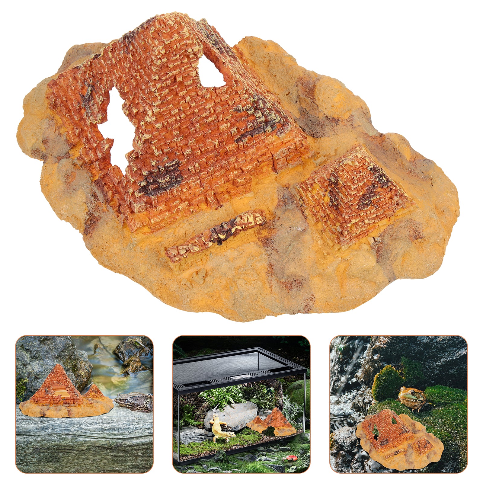 Terrarium Pyramid Decor Reptile Hide Pyramid Reptiles Terrarium Ornament Reptile Hide Cave