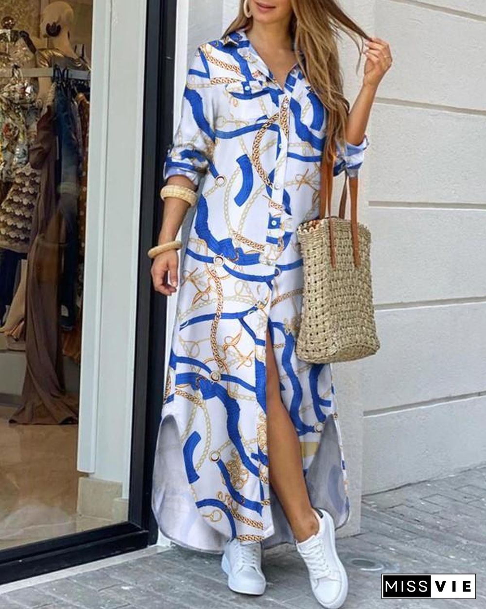 Printed Slit Maxi Dress