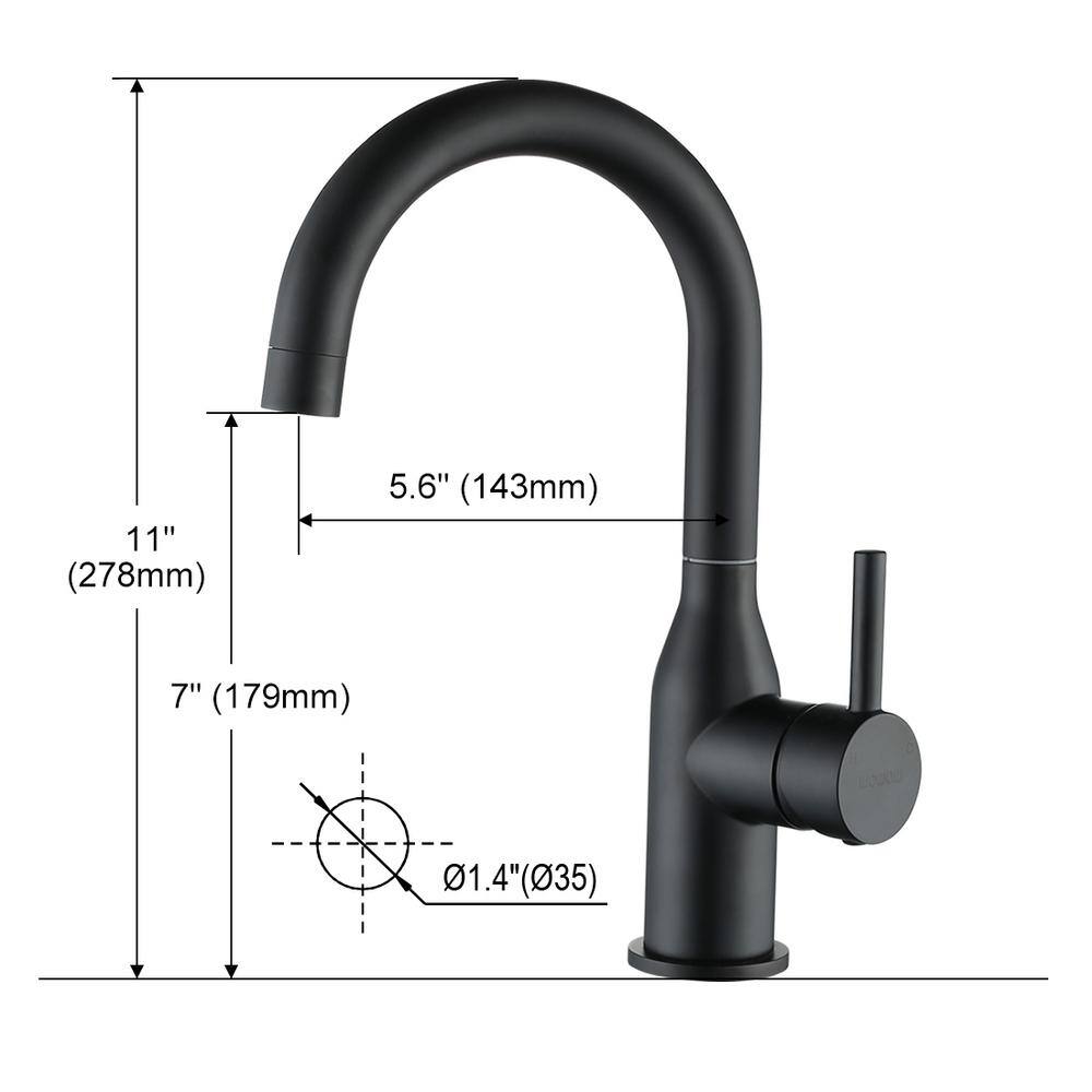 WOWOW Single Handle Stainless Steel Bar Faucet with cUPC Water Supply Lines in Matte Black 2320201B-AMUS