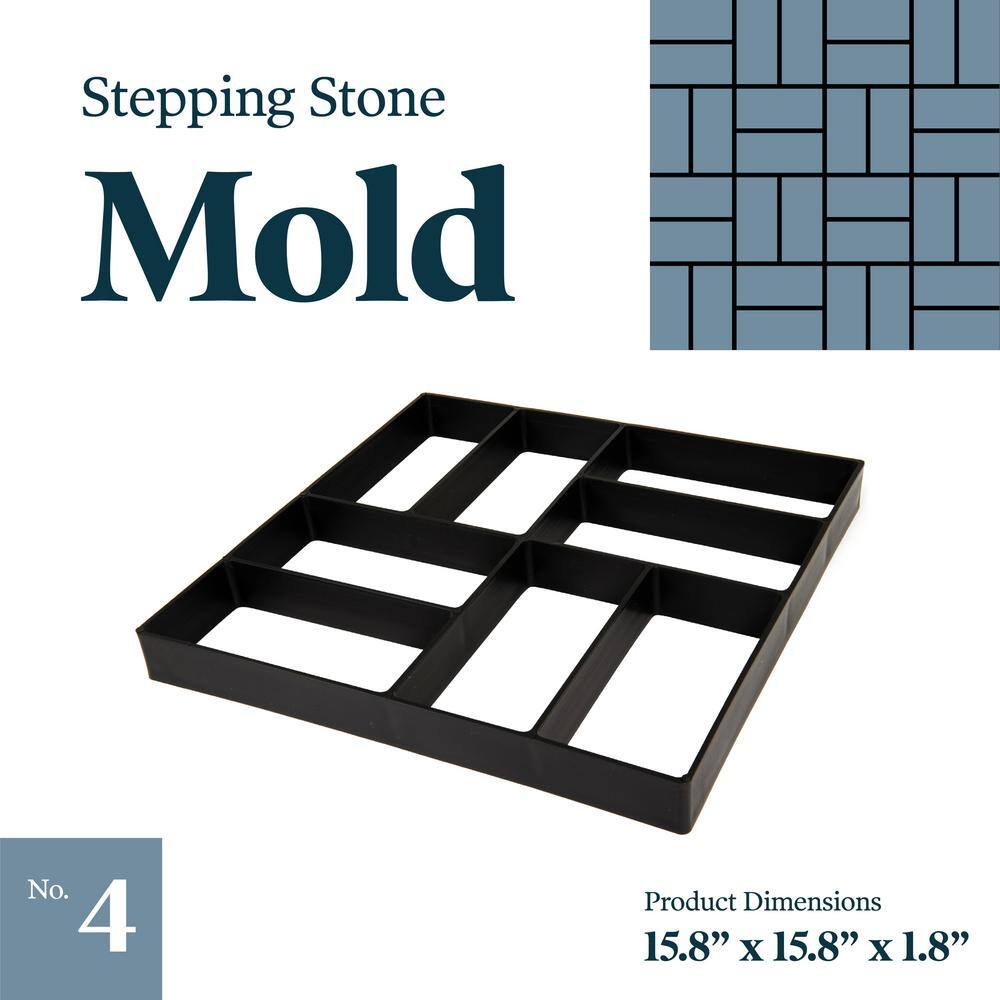 Yard Elements 16 in. x 16 in. x 1.5 in. Black Plastic Mold Reusable Concrete Stepping Stone DIY Paver Pathway Maker 02-0268