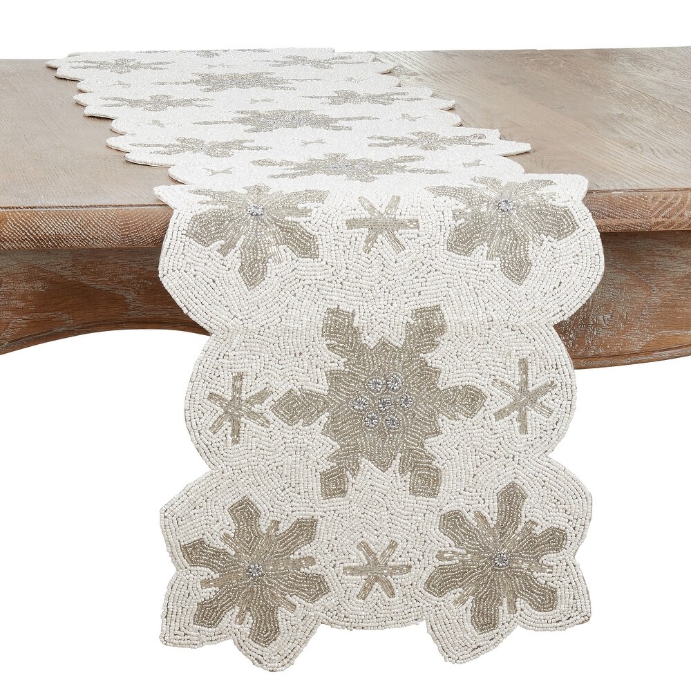 Beaded Table Runner With Snowflake Design