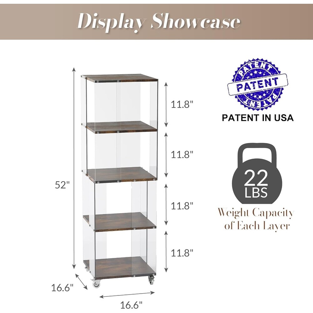 Sttoraboks Display Cabinet  Curio Cabinet  Floor Standing Bookshelf  Bookcase Acrylic and Wood