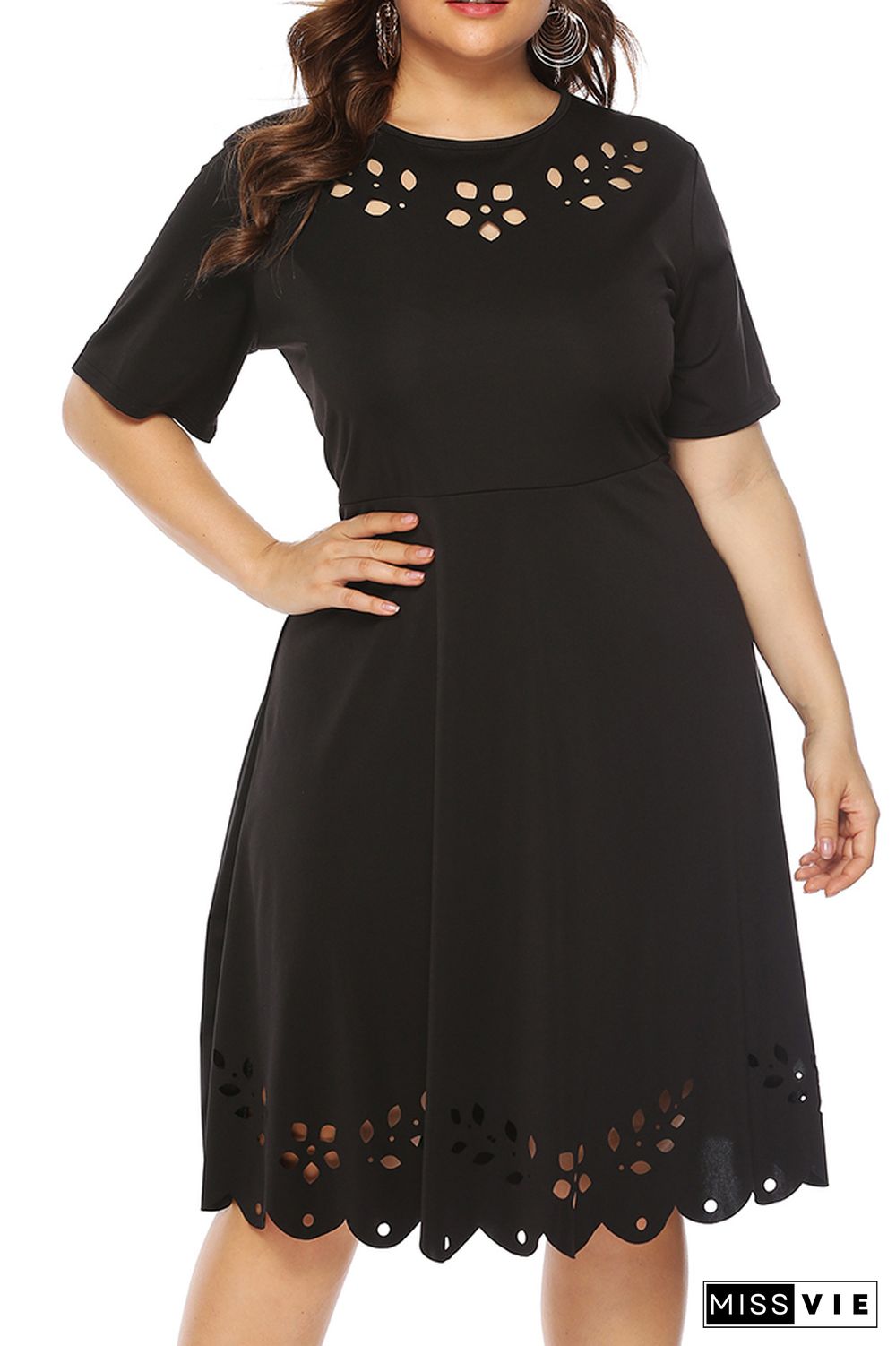 Plus Size High Waist Hollow Out Dress Wholesale