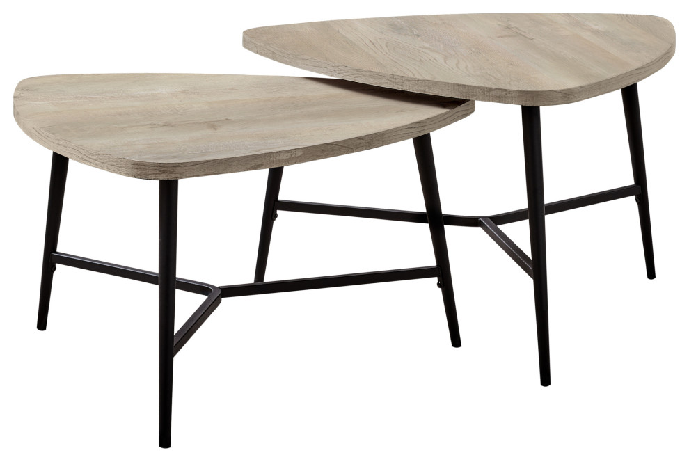 Table Set 2pcs Set Coffee End Side Accent Living Room Metal Beige Black   Industrial   Coffee Table Sets   by Monarch Specialties  Houzz