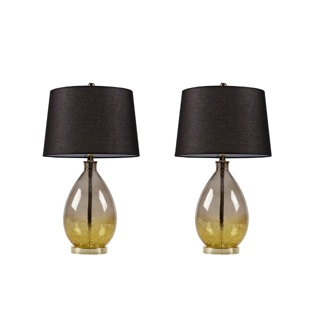 Set Of 2 Cortina Glass Table Lamp Gold 510 Design