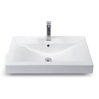 Nameeks Mona Wall Mounted Bathroom Sink in White CeraStyle 064200-U-One Hole