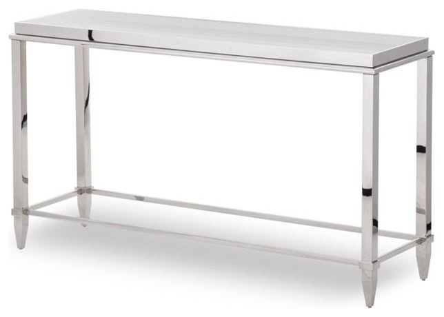 Modrest Agar Modern Glass and Stainless Steel Console Table   Contemporary   Console Tables   by Vig Furniture Inc.  Houzz