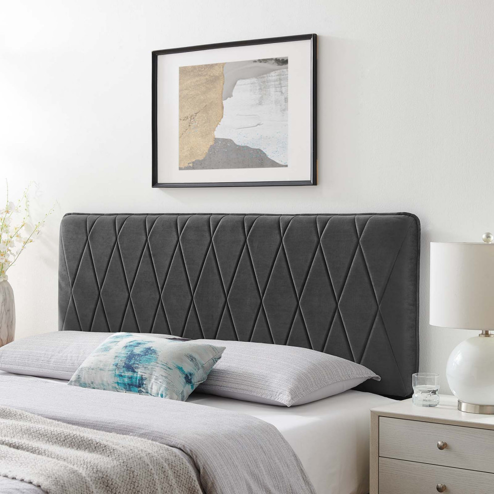 Leila Performance Velvet King/California King Headboard   Transitional   Headboards   by ShopFreely  Houzz