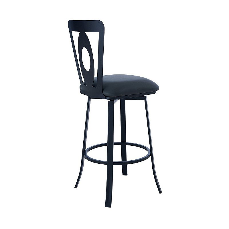 30 Inches Leatherette Barstool with Oval Cut Out， Black