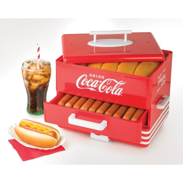 Nostalgia Large Coca Cola Hot Dog Steamer - 24 hot dogs