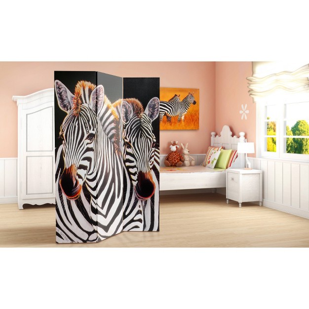 Double Sided Elephant And Zebra Canvas Room Divider Oriental Furniture