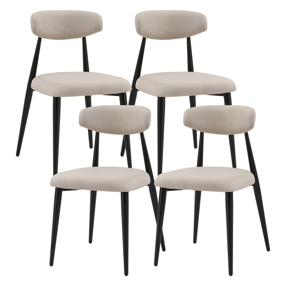 Recreational Dining Chairs Set of 4  Upholstered Dressing Chairs with Round Backrest and Metal Legs for Kitchen Terrace