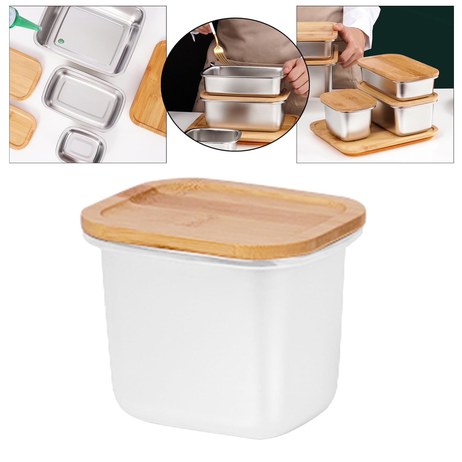 304 Stainless Box with Bamboo Lid Container Cheese Food Container 550ml