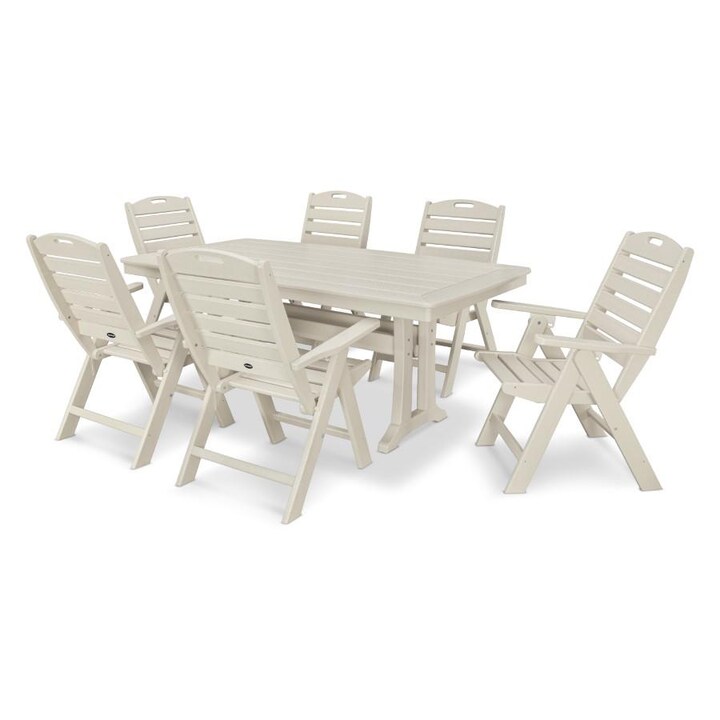 POLYWOOD 7-Piece Nautical Dining Set in Sand