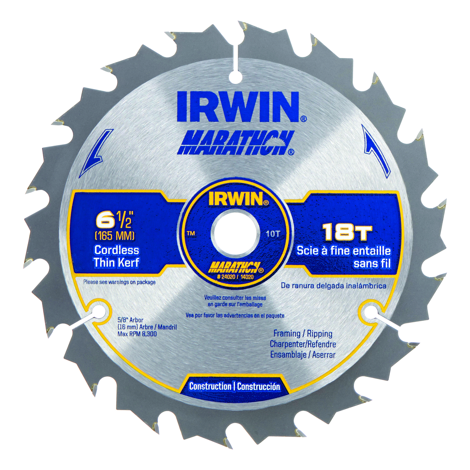 Irwin Marathon 6-1/2 in. D X 5/8 in. Classic Carbide Circular Saw Blade 18 teeth 1 pk