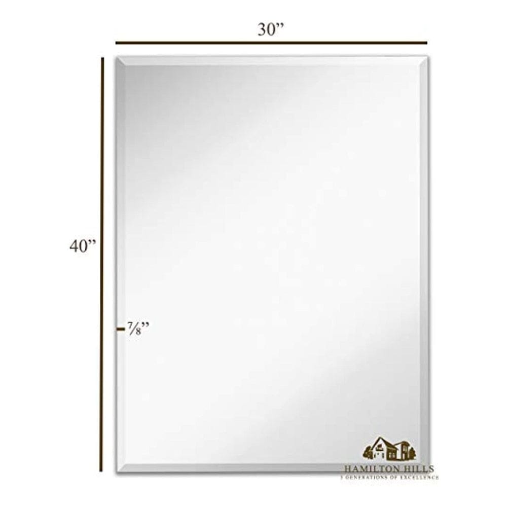 Large Rectangular Silver Mirror- Ultra Thin, Lightweight with Polished Beveled Mirror Edges (30