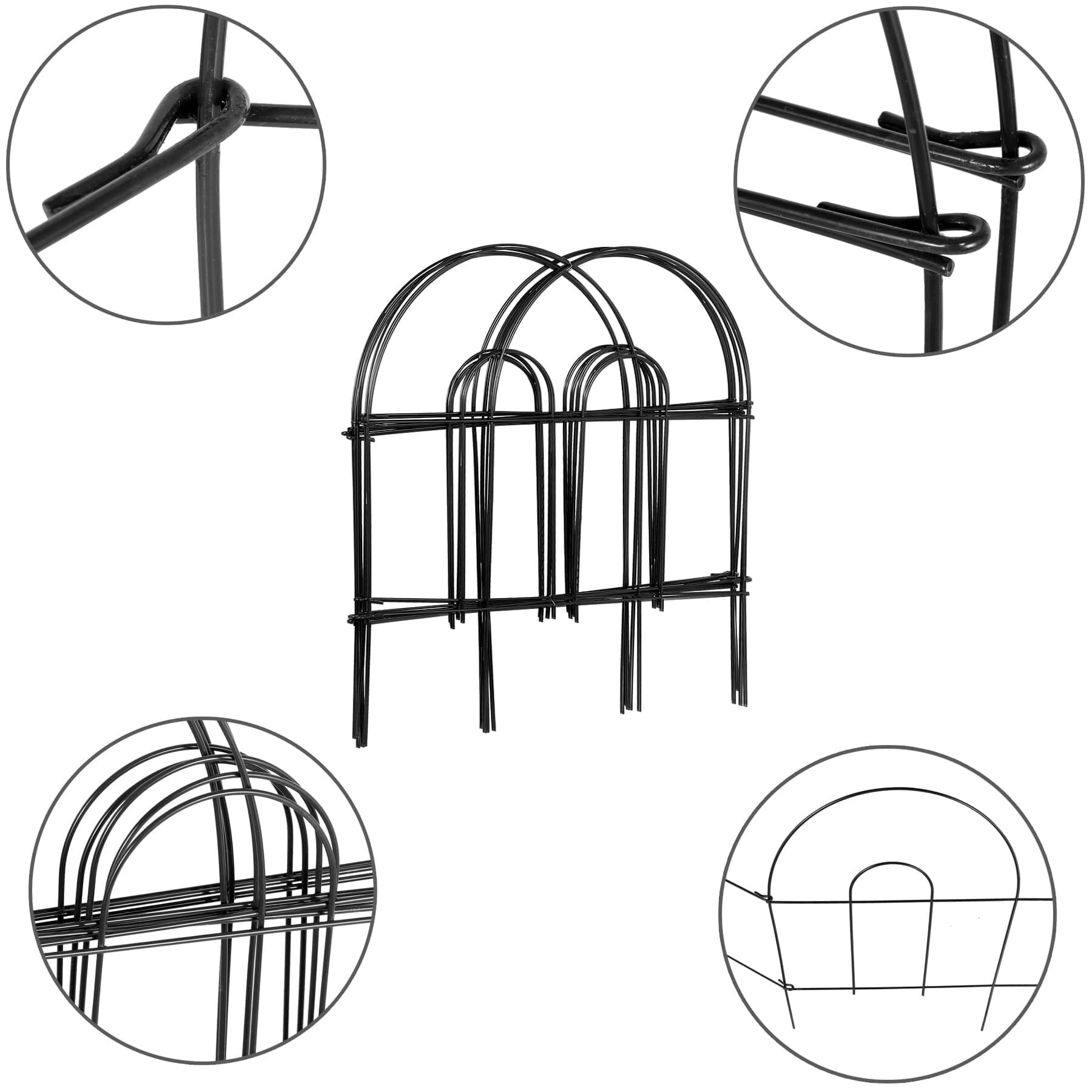 ZENY 50' X 18" Garden Fence Metal Frame 35 Pieces Customized Your Personal Yard Area Protectors Black