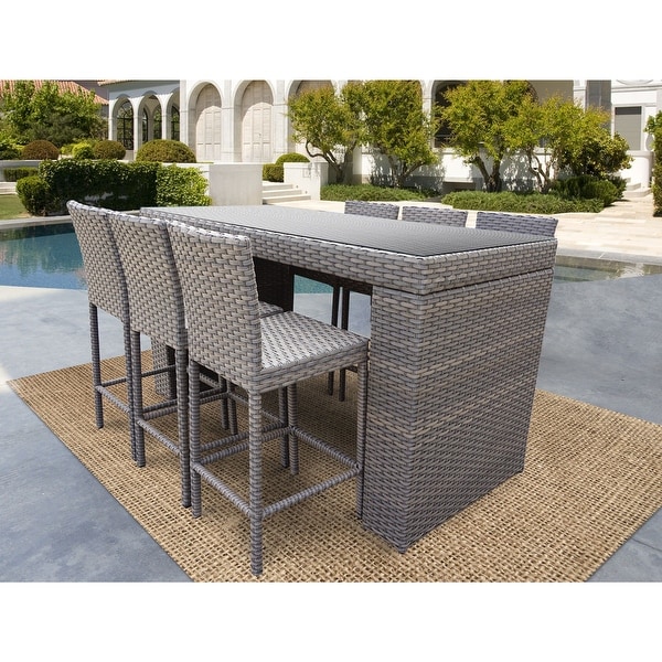 Florence Bar Table Set w/ Barstools 7 Piece Outdoor Patio Furniture