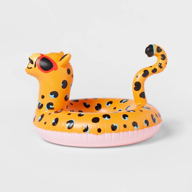 Kids x27 Cheetah Pool Float Orange