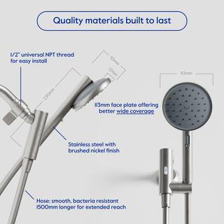 HAI Smart 2-Spray Wall Mount Handheld Shower Head 2.5 GPM in Charcoal HSBTHI2