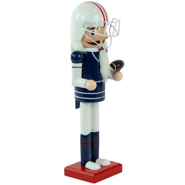 14 Red and White Wooden Christmas Nutcracker Football Player