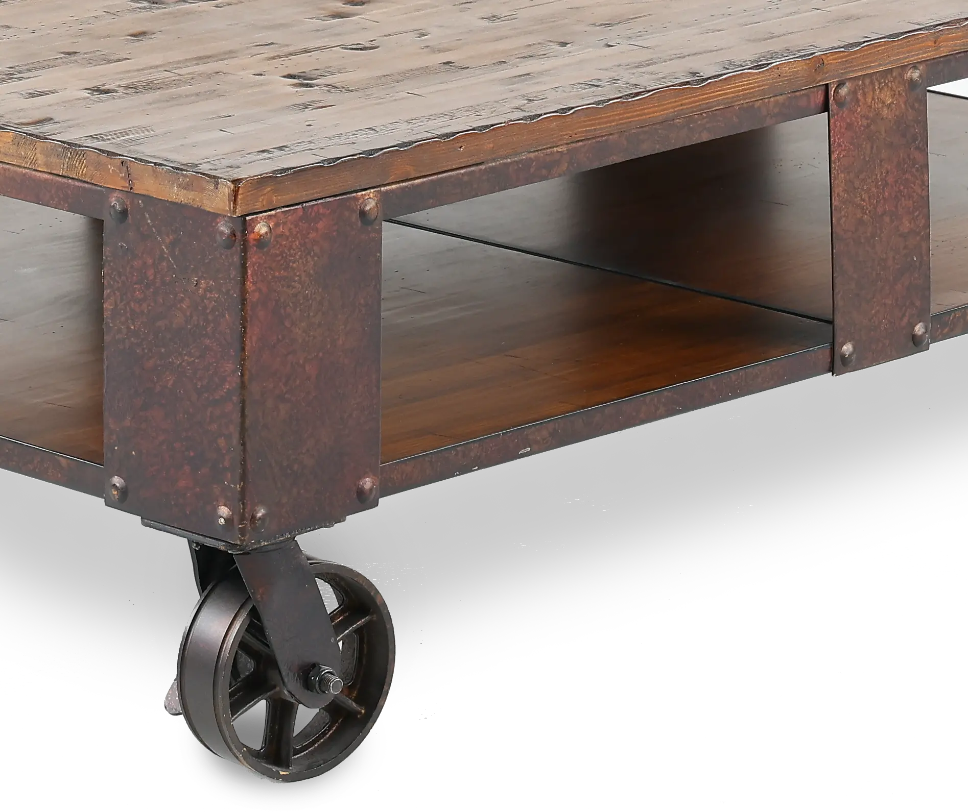 Pinebrook Industrial Coffee Table on Wheels