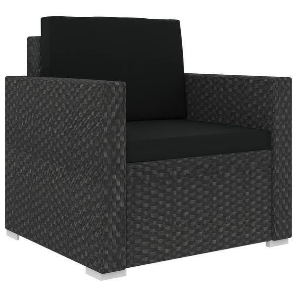 13 Piece Patio Lounge Set with Cushions Poly Rattan Black - Overstock - 36363461