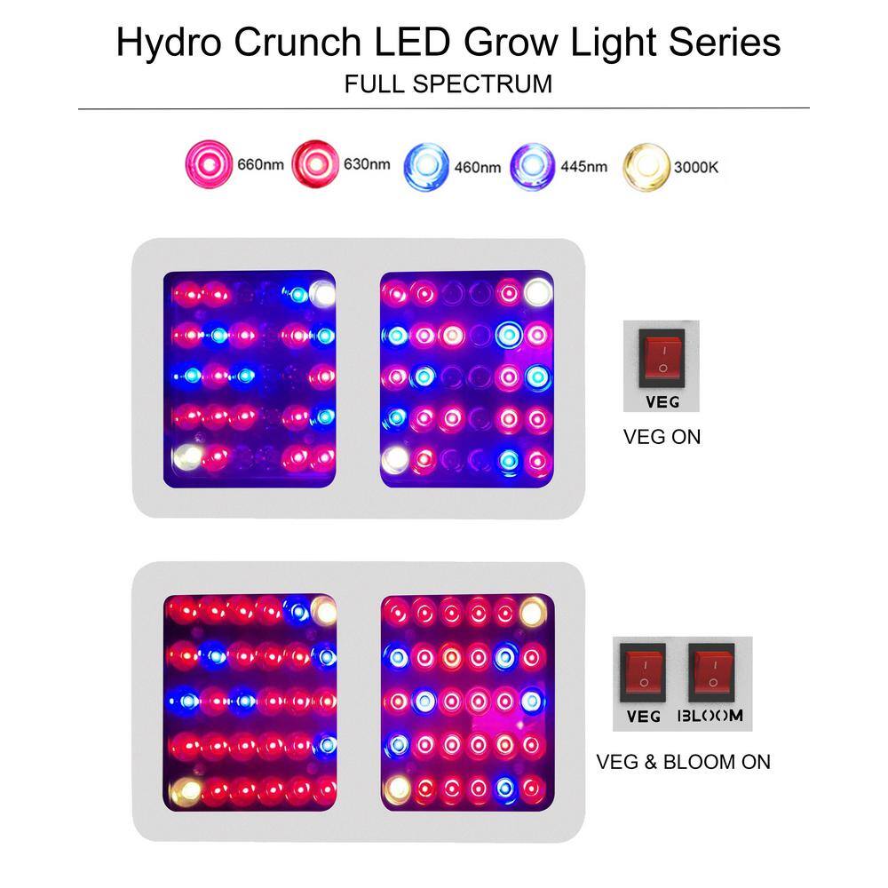 Hydro Crunch 600-Watt Equivalent VegBloom Full Spectrum LED Plant Grow Light Fixture with Grow Tent and Ventilation System TKLED-31X31X70