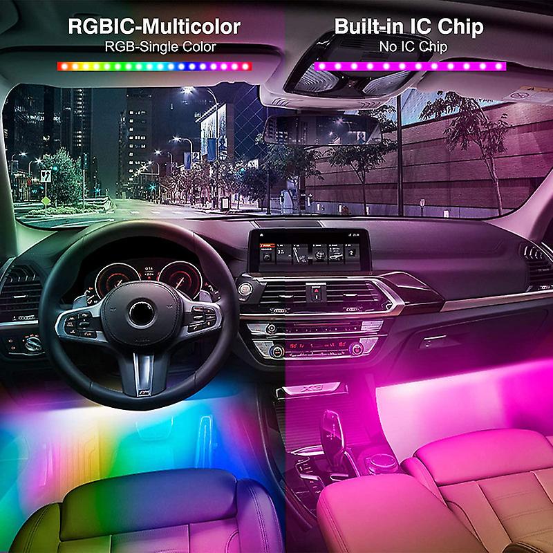 Foot Sound-activated Led Car Colorful Music Rhythm Light-app Bluetooth Colorful [usb Interface] 48led (one Set)