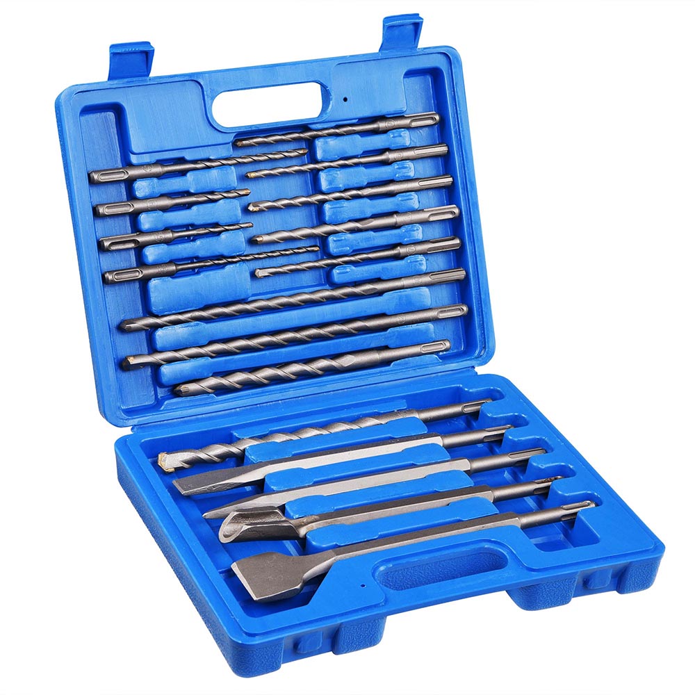 Yescom Rotary Hammer SDS Plus Drill Bit Chisel Set 17 Pieces w/ Case