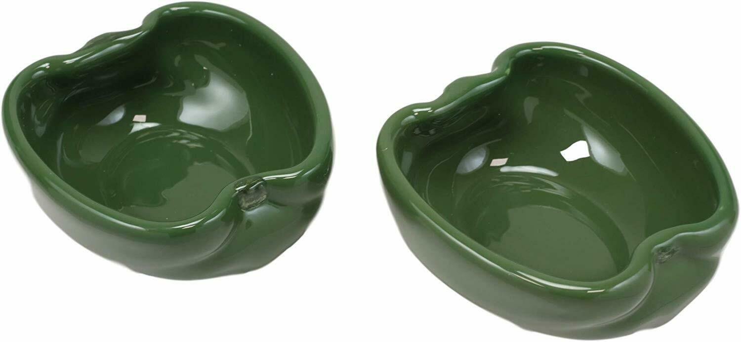 1 Ceramic Green Bell Pepper Small 4oz Dipping Bowl Container Saucer Set Of 2 EBR02