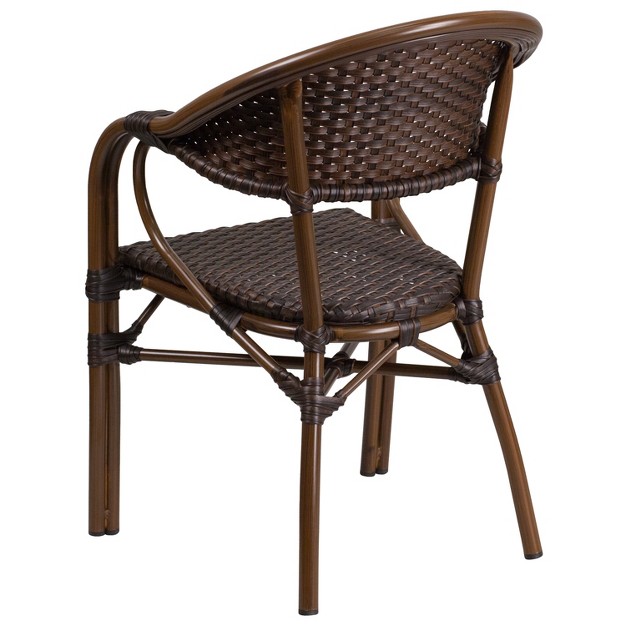 Flash Furniture Milano Series Rattan Restaurant Patio Chair With Bamboo aluminum Frame