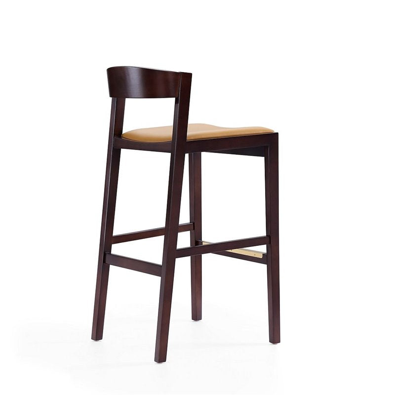 Manhattan Comfort Klismos 40.75 in. Camel and Dark Walnut Beech Wood Barstool (Set of 2)