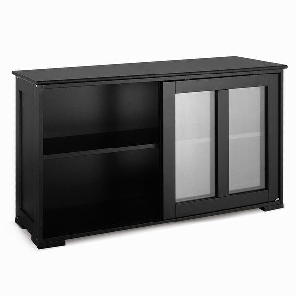 Wooden Buffet Cupboard Kitchen Storage Sideboard Sliding Door Black