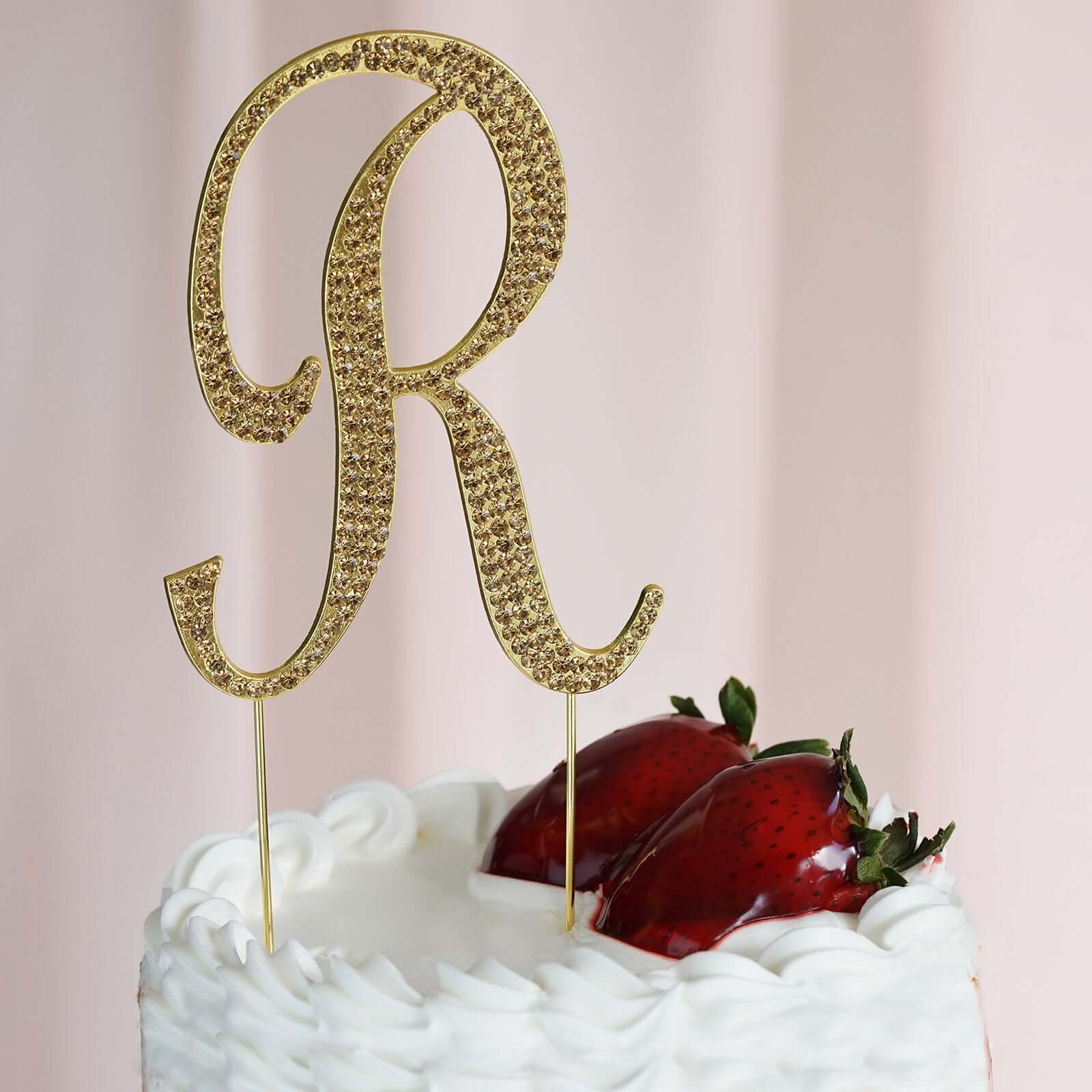 Gold Rhinestone Monogram Letter and Number Cake Toppers 4.5