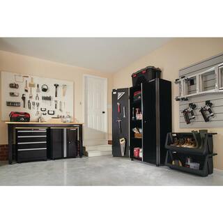 Husky Ready-to-Assemble 24-Gauge Steel 2-Door Garage Base Cabinet in Black (28 in. W x 32 in. H x 18 in. D) G2802B-US