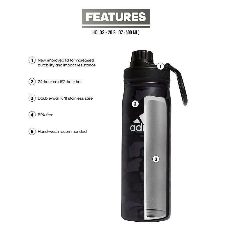 adidas 20-oz. Stainless Steel Water Bottle