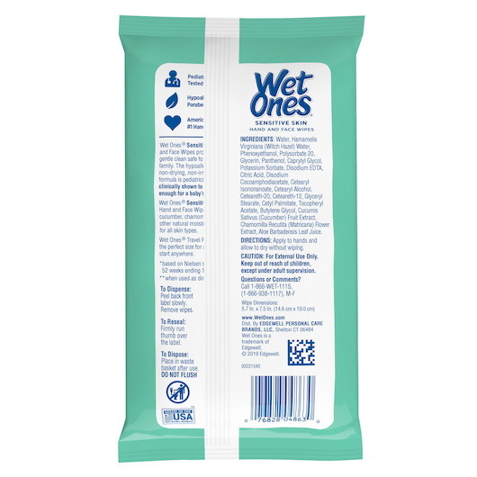 Wet Ones Travel Pack Hand  ampFace  20 Count  10...