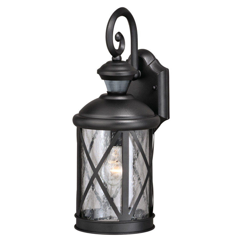 Henderson Black Motion Sensor Dusk to Dawn Outdoor Wall Light   Traditional   Outdoor Wall Lights And Sconces   by Better Living Store  Houzz