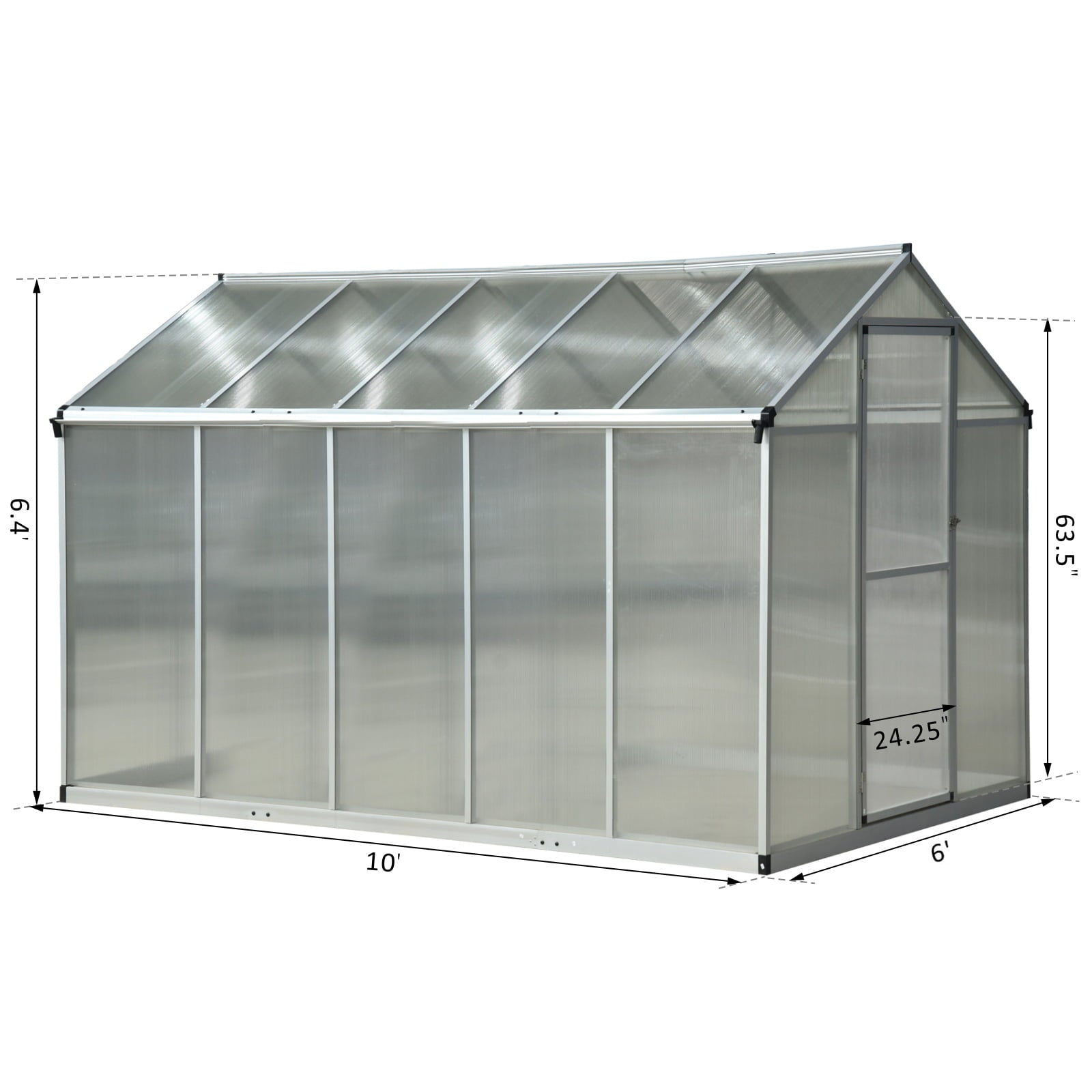 Outsunny 10' x 6' Portable Outdoor Walk-In Garden Greenhouse w/ Roof Vent