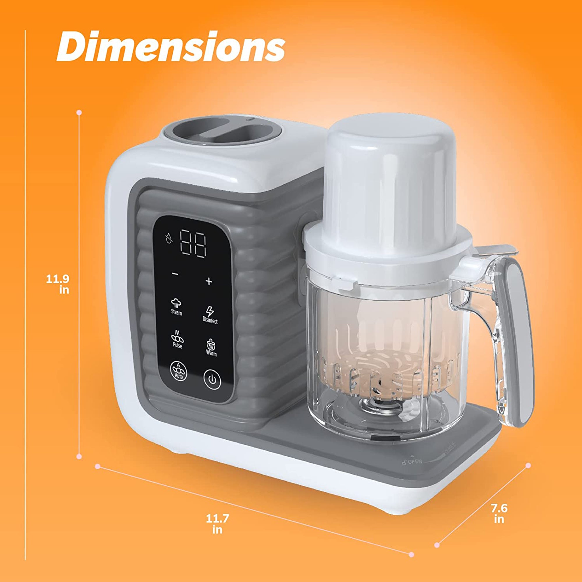 Children of Design 8-in-1 Baby Food Maker, Steamer, Blender, Masher, Formula & Bottle Warmer, Processor and Puree Machine, Gray