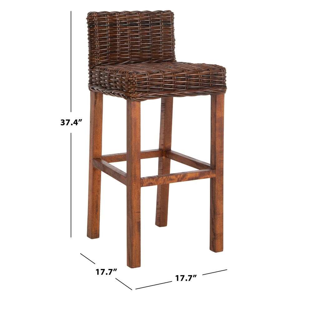 SAFAVIEH 30  Inch St. Thomas Indoor Wicker Brown Bar Stool   17.7\