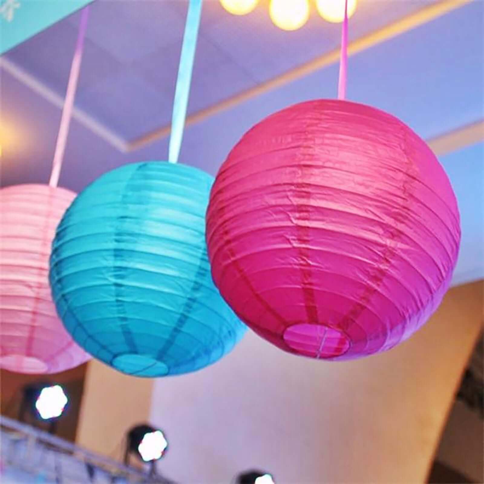 Set of 6 White Hanging Paper Lanterns, Chinese Sky Lanterns, Assorted Sizes 16