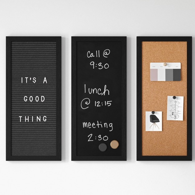 Martha Stewart Cork chalk letter Board Set Woodgrain Frame Black