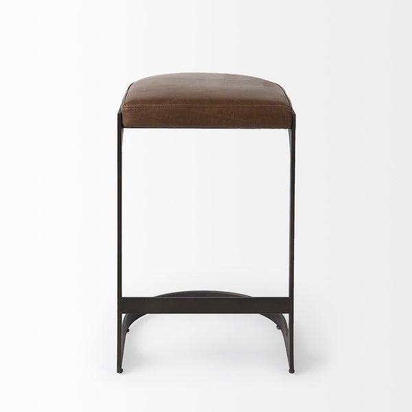 Leather C Shape Metal Counter Stool - 18