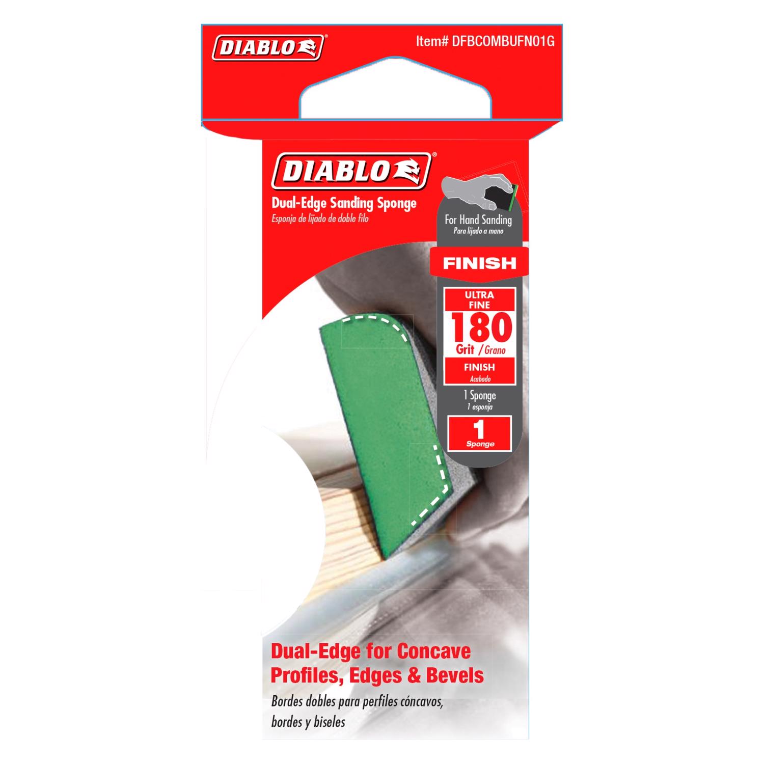 Diablo 4 in. L X 2-1/2 in. W X 1 in. 180 Grit Ultra Fine Dual Edge Sanding Sponge